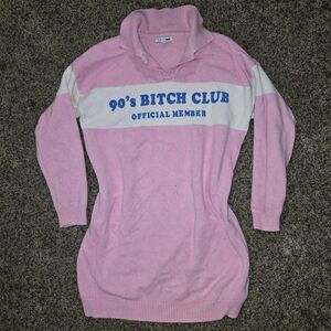 Fashion Nova “90’s B Club” Pink Sweater Dress Sz M